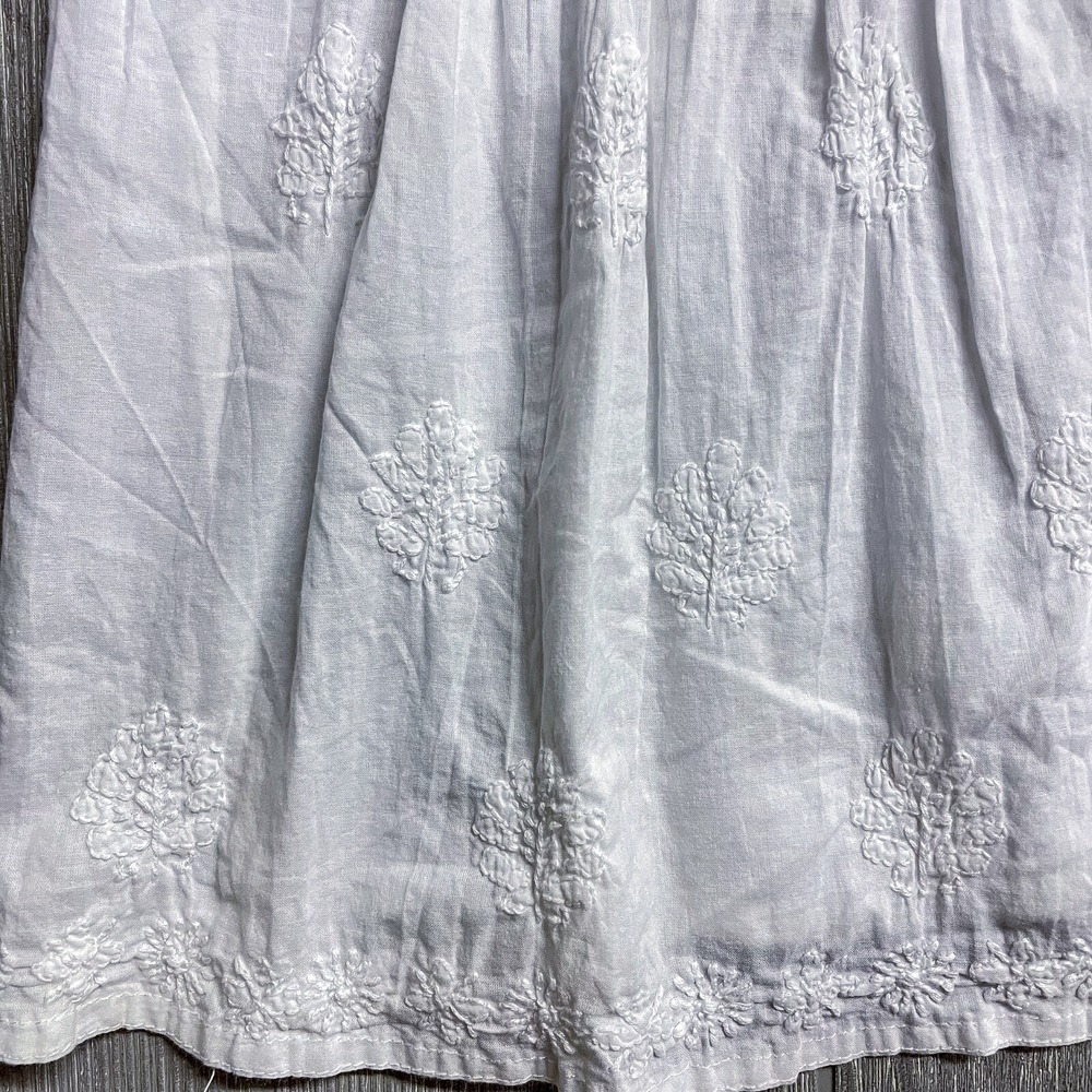 Antica Sartoria Boutique Girls‎ 2 3 White Paisley Floral Embroidered Top Breezy - Picture 3 of 4